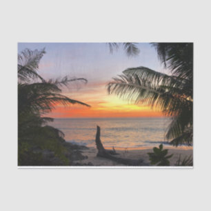 Tranquil Hawaiian Tropical Island Beach Sunset Tissue Paper