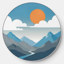 Tranquil Horizon | Minimal Mountain Landscape Art