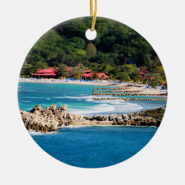 Tranquil Island Paradise Labadee Haiti Ceramic Ornament (Front)