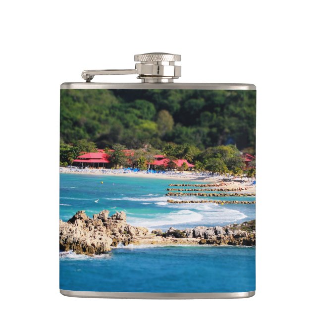 Tranquil Island Paradise Labadee Haiti Hip Flask (Front)