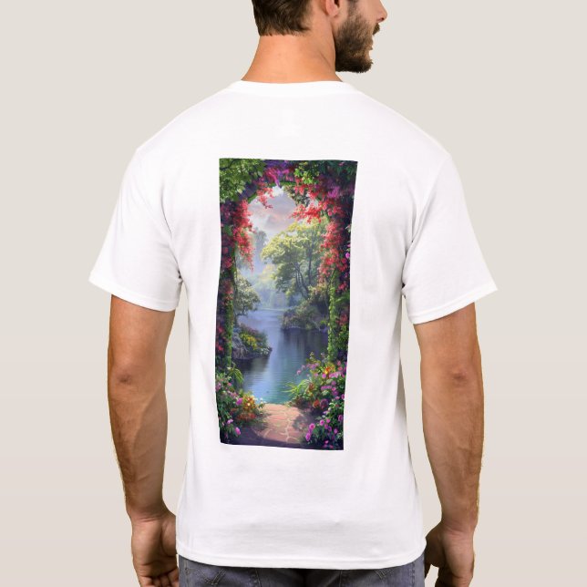 Tranquil Japanese Garden Archway T-Shirt (Back)