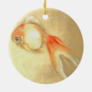 Tranquil Japanese Goldfish Ceramic Ornament
