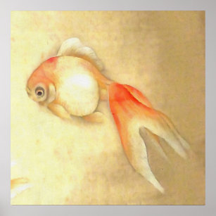 UCHIWA GALLERY  Estampe Japonaise de Poissons Rouges - Goldfish