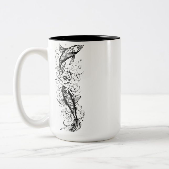 Tranquil Koi Pond Two-Tone Mug - 15 oz (Left)