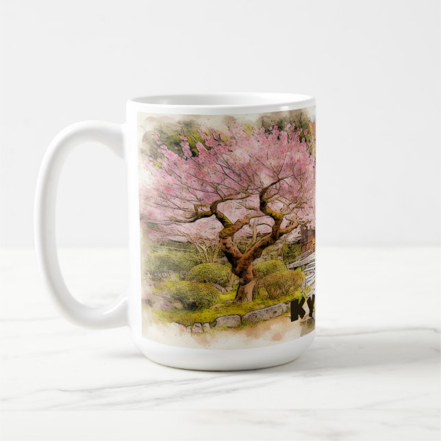 Tranquil Kyoto Japan Watercolor Sketch | Coffee Mug (Left)