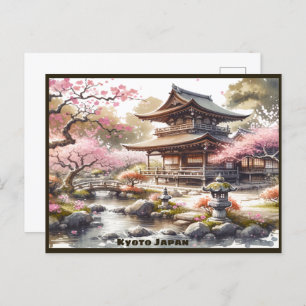 Tranquil Kyoto Japan Watercolor Sketch Postcard
