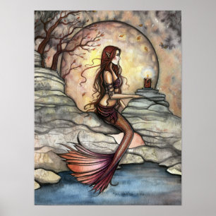 Tranquil Lagoon Mermaid Art Poster