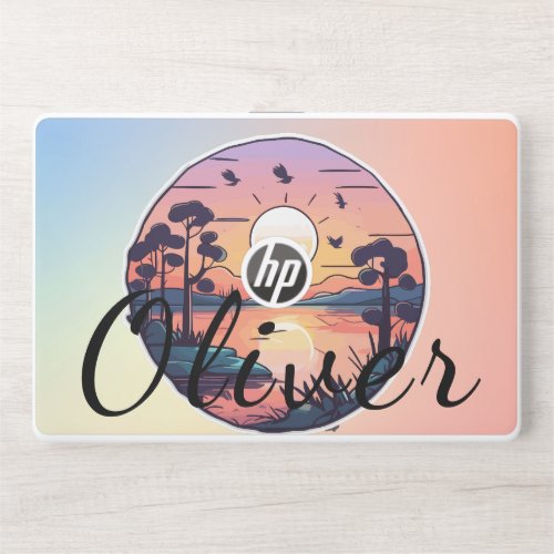 Tranquil Lakeside Sunrise Amidst Misty Forest HP Laptop Skin