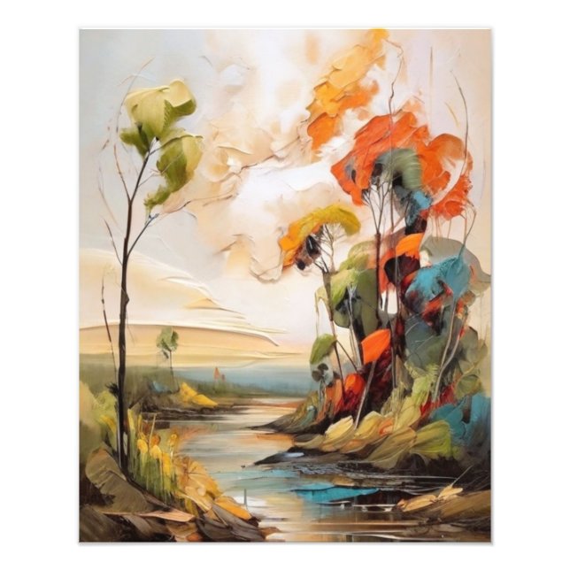 Tranquil Landscape Painting - River and Trees Photo Print (Front)