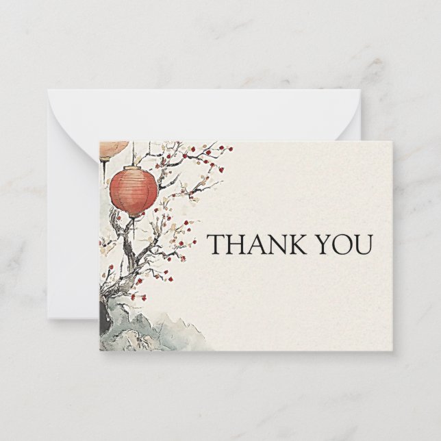 Tranquil Lanterns of Spring Thank You Note Card (Front)