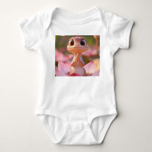 Tranquil Lizard on Lotus - Baby Bodysuit