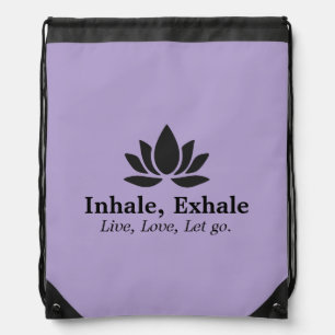 Tranquil Lotus: Inhale, Exhale Inspiration Drawstring Bag