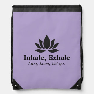 Tranquil Lotus: Inhale, Exhale Inspiration Drawstring Bag