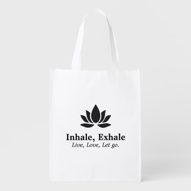 Tranquil Lotus: Inhale, Exhale Inspiration Grocery Bag (Front)
