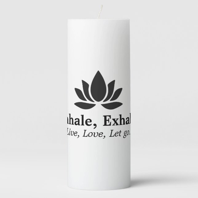 Tranquil Lotus: Inhale, Exhale Inspiration Pillar Candle (Front)