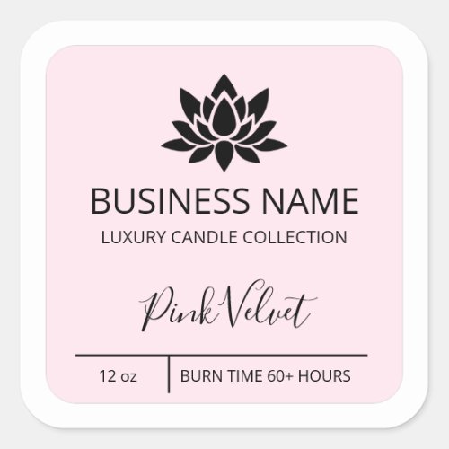Tranquil Lotus Pink Soy Candle Product Labels