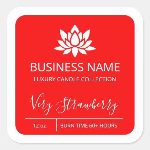 Tranquil Lotus Red Strawberry Soy Candle Labels