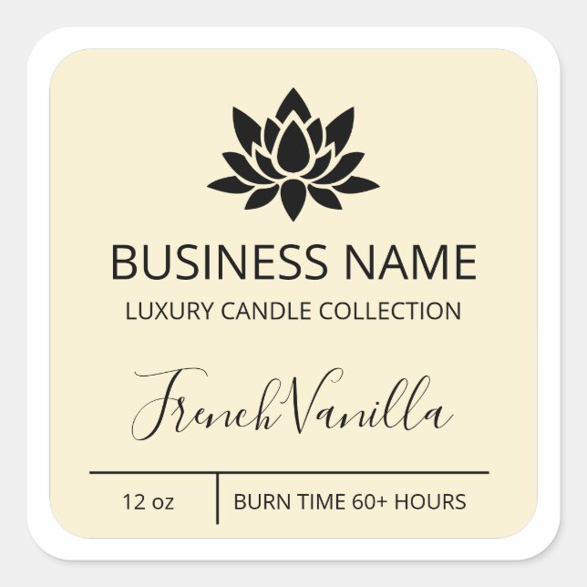 Tranquil Lotus Vanilla Soy Candle Labels (Front)