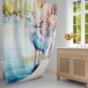 Tranquil Majesty: Blue Heron Haven Shower Curtain