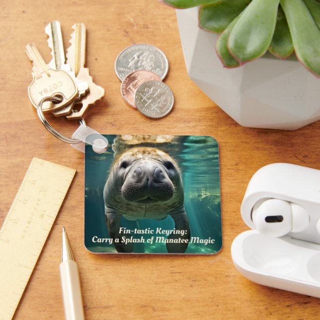 Tranquil Manatee Embrace: Customizable Manatee Keychain (Desk)