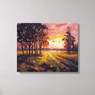 Tranquil Meadow Sunset Fine Art Canvas Print