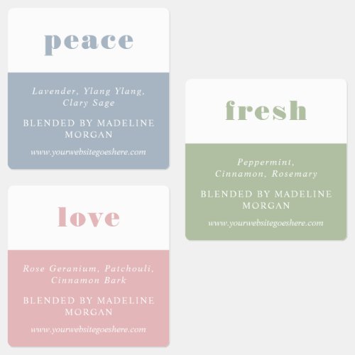 Tranquil Minimalist Muted Colors Essential Oils Labels