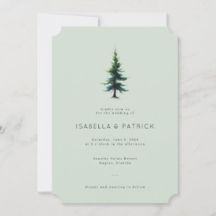 Tranquil Mint Watercolor Tree Invitation