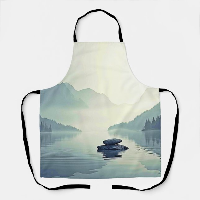 Tranquil Mountain Lake Serenity Apron (Front)