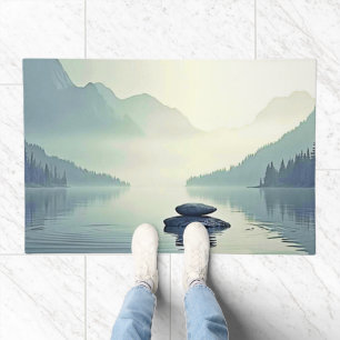 Tranquil Mountain Lake Serenity Doormat