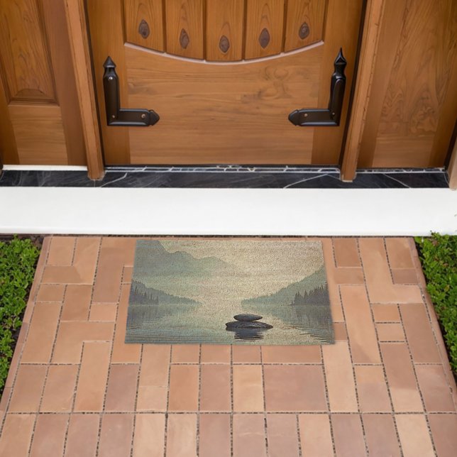 Tranquil Mountain Lake Serenity Fiber Doormat (Insitu (Outdoor))