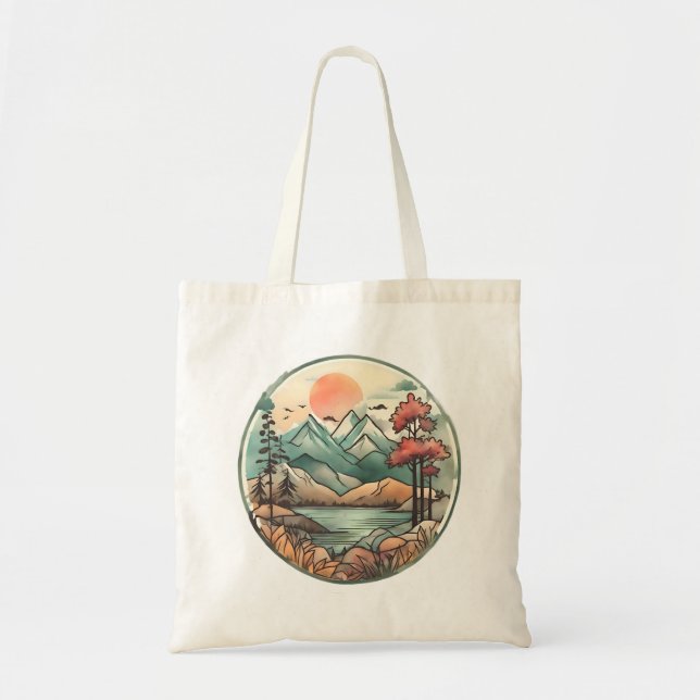 Tranquil Mountain Lake Tote Bag (Front)