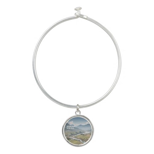 Tranquil _ Mountain Range River Farm Painting Bangle Bracelet