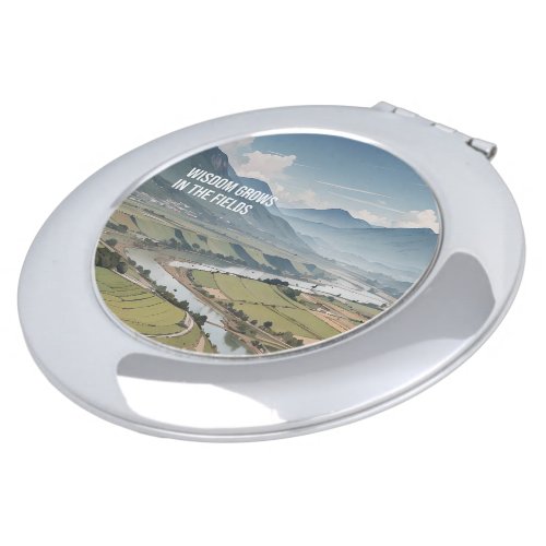 Tranquil _ Mountain Range River Farm Painting Compact Mirror