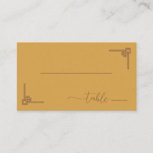 Tranquil Mustard Minimalist Geometric Place Card