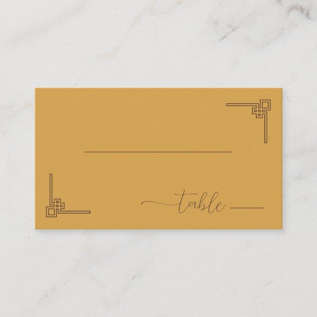 Tranquil Mustard Minimalist Geometric Place Card (Front)