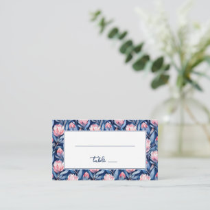 Tranquil Navy Floral Botanical Place Card