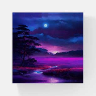 Tranquil Night Sky Purple Twilight Landscape Art Paperweight