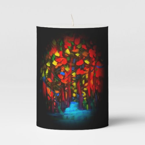 Tranquil night with babbling brook pillar candle