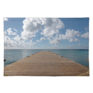 Tranquil Ocean Dock – Coastal  Cloth Placemat