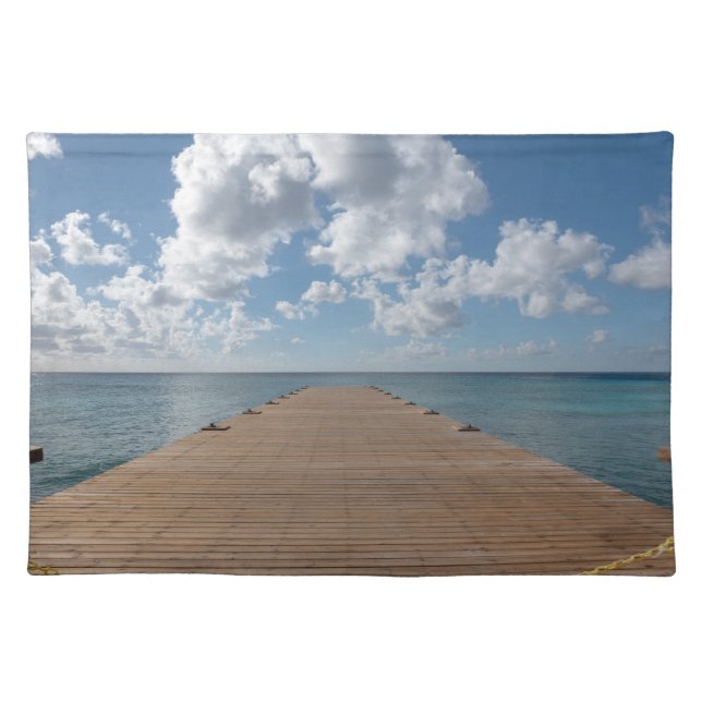 Tranquil Ocean Dock – Coastal  Cloth Placemat (Front)