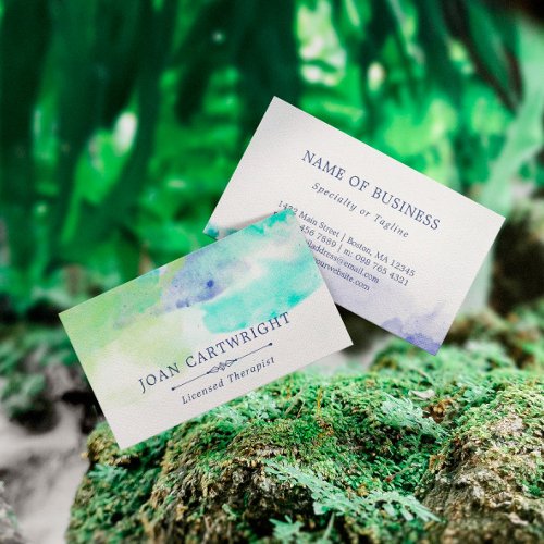 Tranquil Ocean Watercolor Business Card