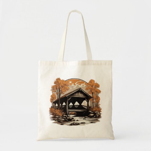 Tranquil Passage Covered Bridge Tee Tote Bag