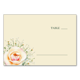 Tranquil Pastel Botanical Rose Table Number