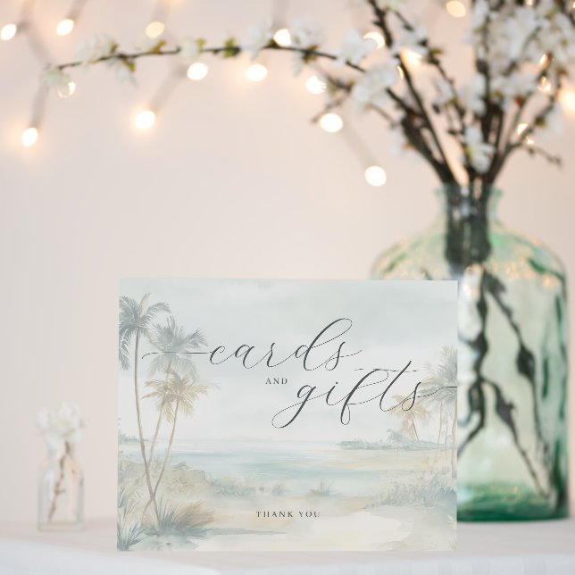 Tranquil Pastel Watercolor Beach Scene Foam Board (In Situ (Wedding))