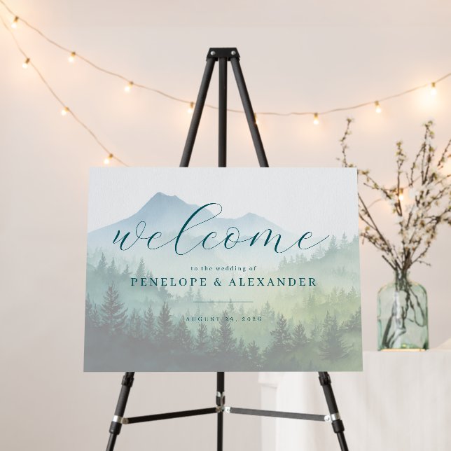 Tranquil Pastel Watercolor Mountains Foam Board (In Situ (Stand))