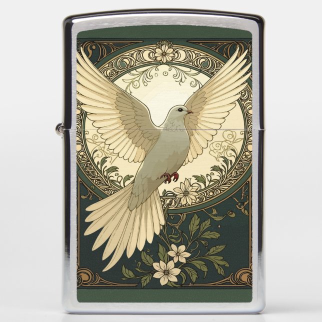 Tranquil Peace Dove And Nature Illustration Zippo Lighter (Front)