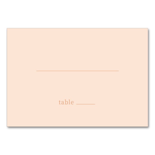 Tranquil Peach Minimalist Table Sign Number (Front)