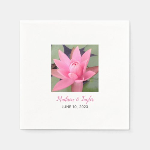 Tranquil Pink Water Lily Floral Napkins
