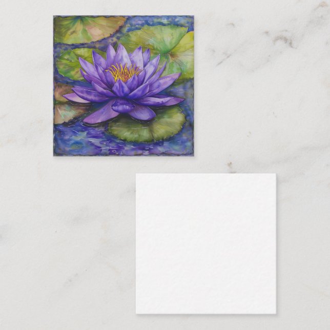 Tranquil Purple Lotus Pond Note Card (Front/Back)