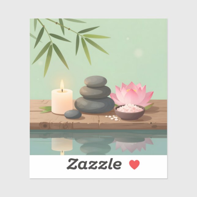 Tranquil Reflection – Zen Landscape Square Vinyl Sticker (Sheet)